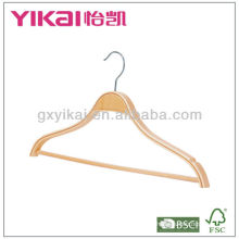 Laminated wooden shirt hanger with notches and round bar